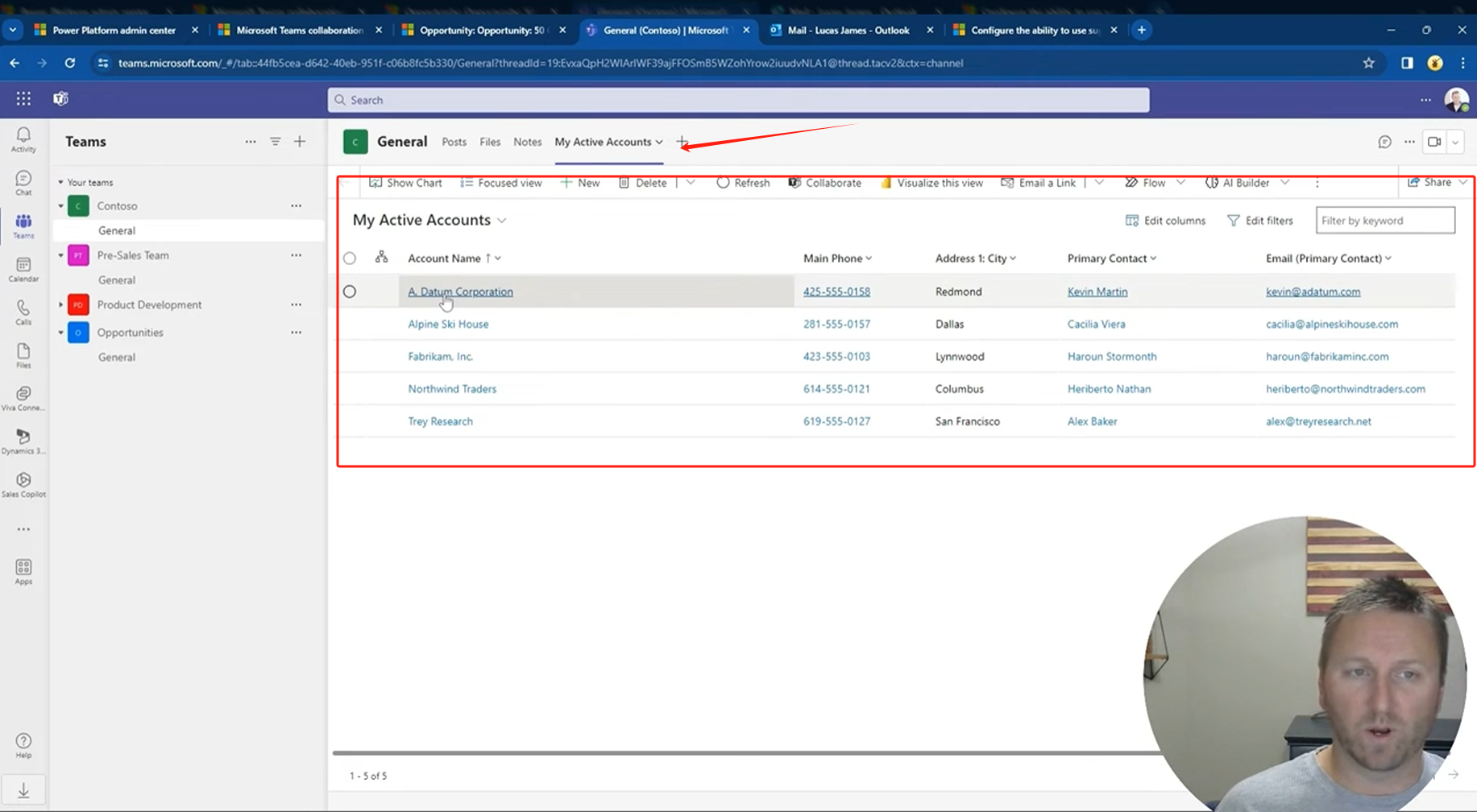 Teams：频道 Tab 中嵌入 Dynamics 365 列表视图