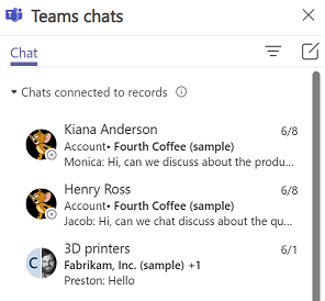 Dynamics 365：Teams 聊天中打开已连接记录