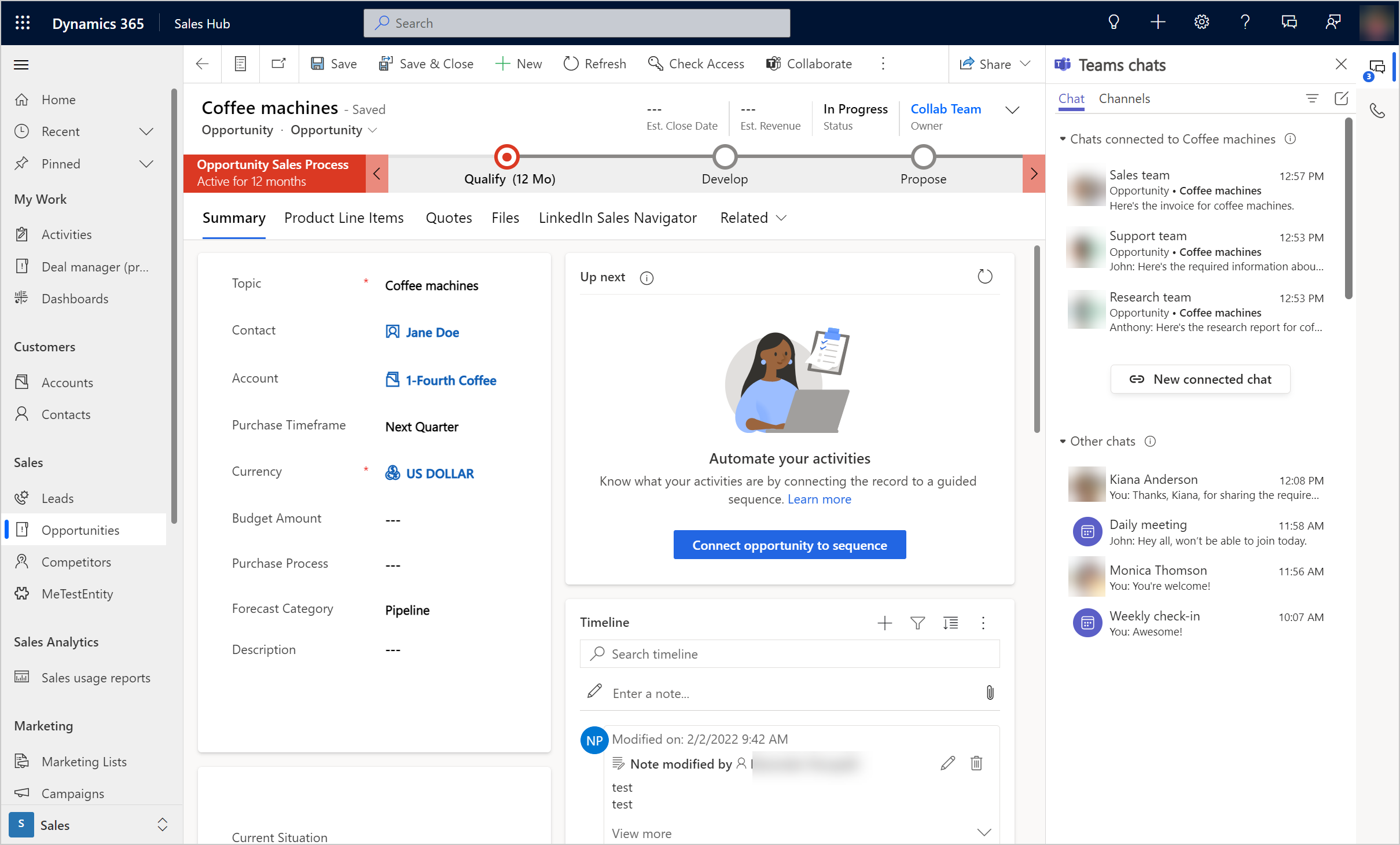 Dynamics 365：记录页内嵌 Teams Chat 面板