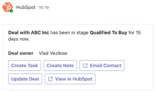 HubSpot：工作流推送 Teams 卡片并携带业务动作