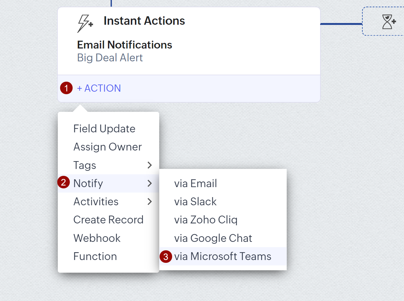 Zoho Workflow 增加 via Microsoft Teams 通知动作
